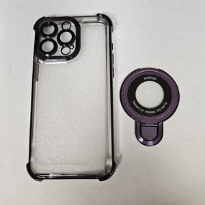 Iphone 14 Pro Max Clear Purple Phone Case‎ with Ring Holder
